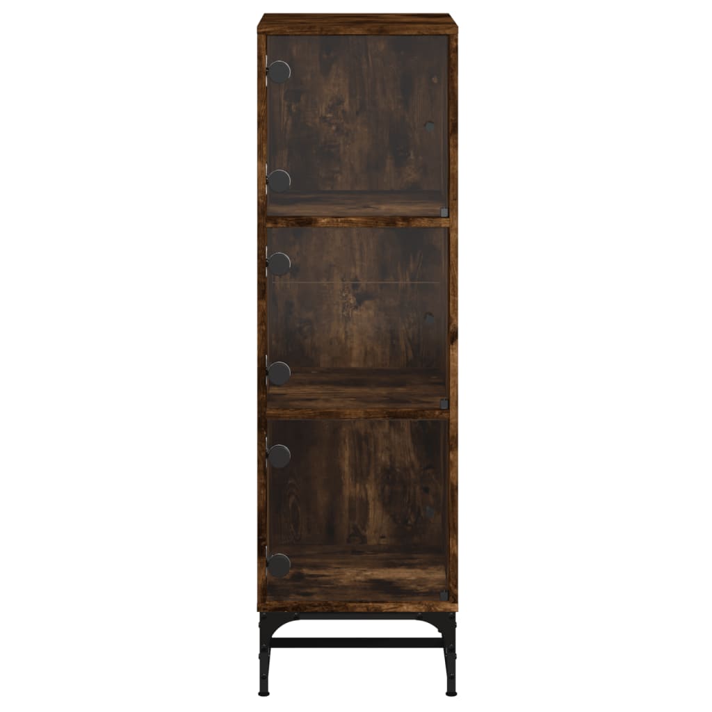 Highboard mit Glastüren Räuchereiche 35x37x120 cm