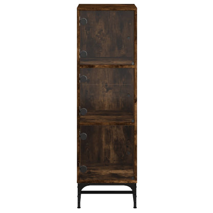 Highboard mit Glastüren Räuchereiche 35x37x120 cm