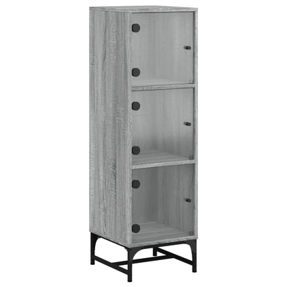 Highboard mit Glastüren Grau Sonoma 35x37x120 cm