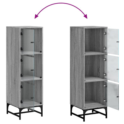 Highboard mit Glastüren Grau Sonoma 35x37x120 cm