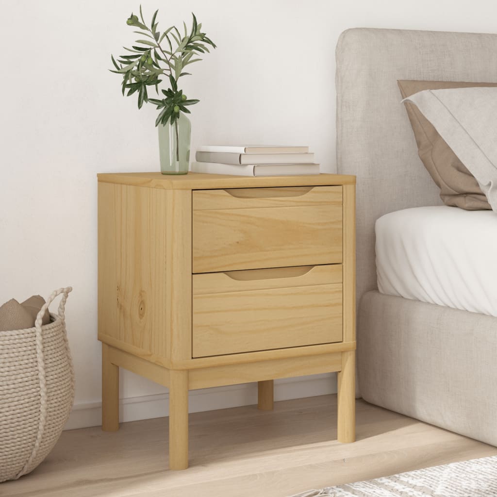 Sengebord FLORO voksbrunt 45x39x57 cm massivt fyrretræ