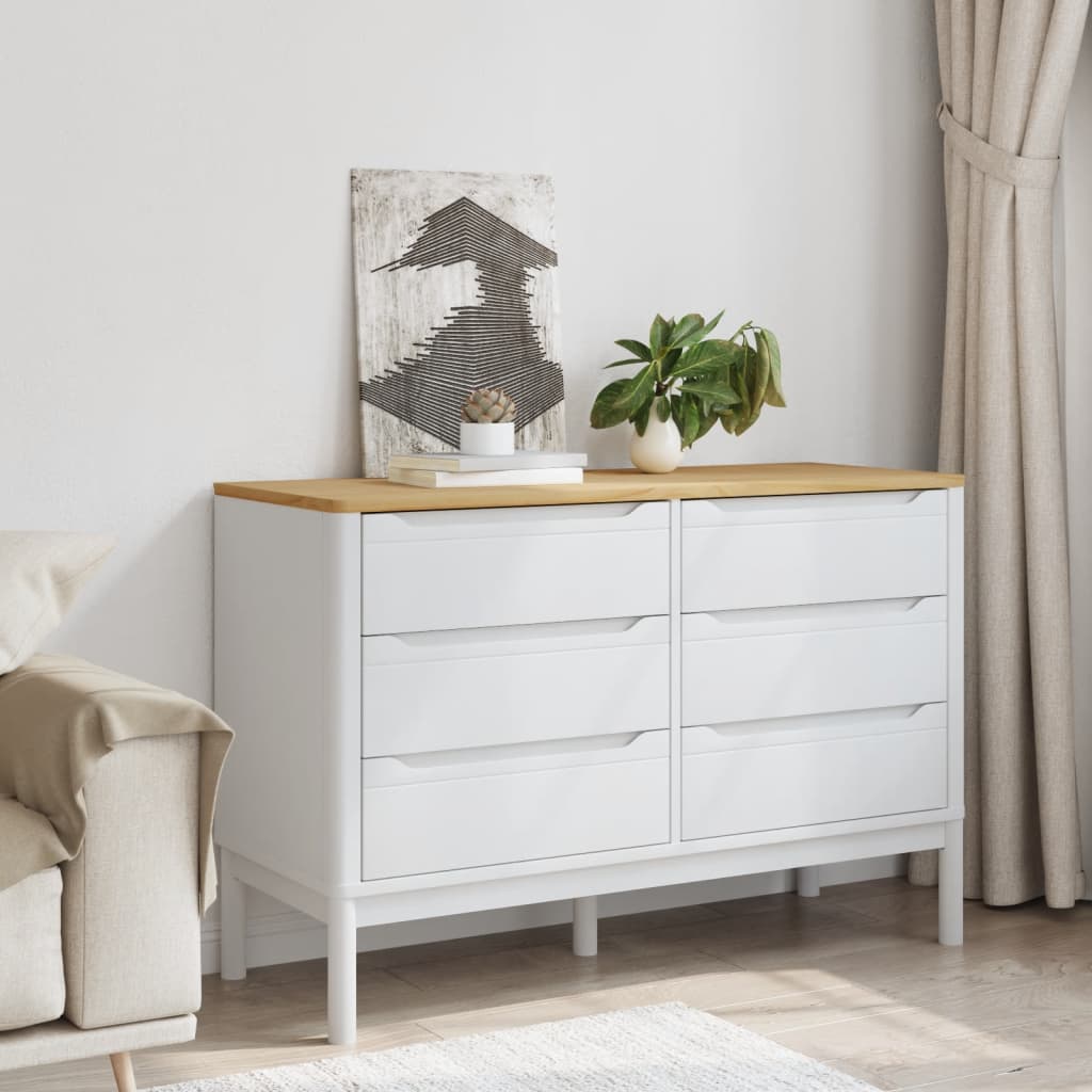 FLORO Hvid massiv fyrretræ kommode
