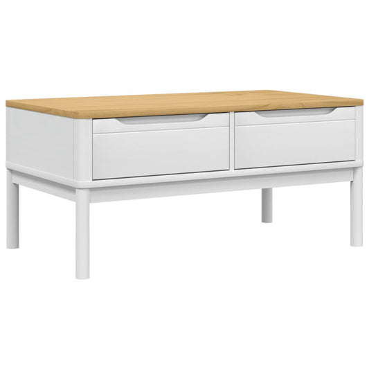Couchtisch FLORO Weiß 99x55,5x45 cm Massivholz Kiefer
