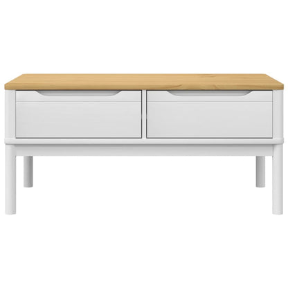 Couchtisch FLORO Weiß 99x55,5x45 cm Massivholz Kiefer