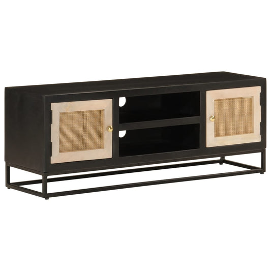 TV-skab Sort 110x30x40 cm Massivt mangotræ og jern