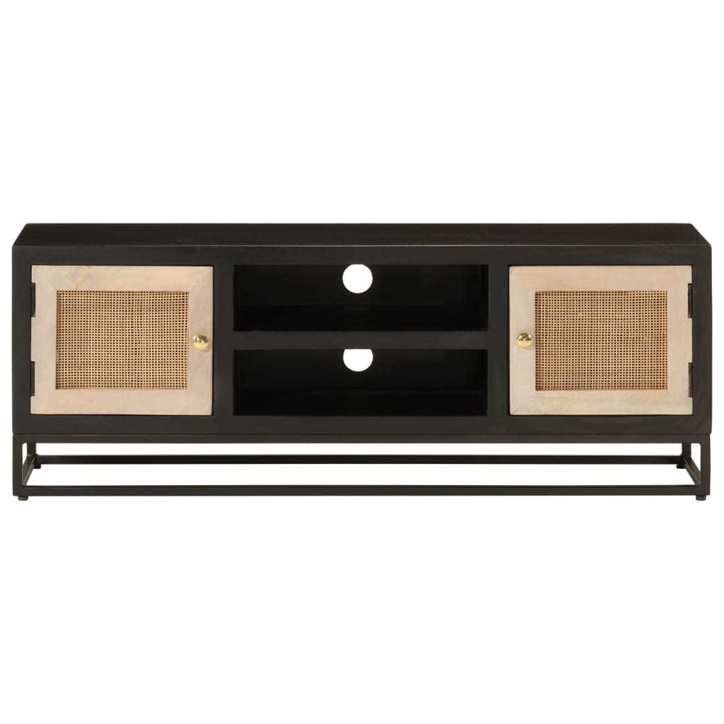 TV-skab Sort 110x30x40 cm Massivt mangotræ og jern