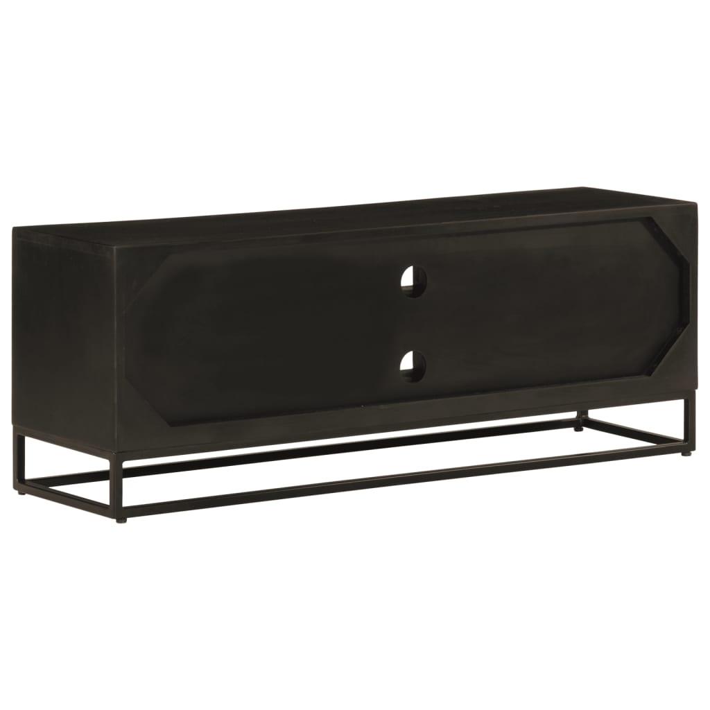 TV-skab Sort 110x30x40 cm Massivt mangotræ og jern
