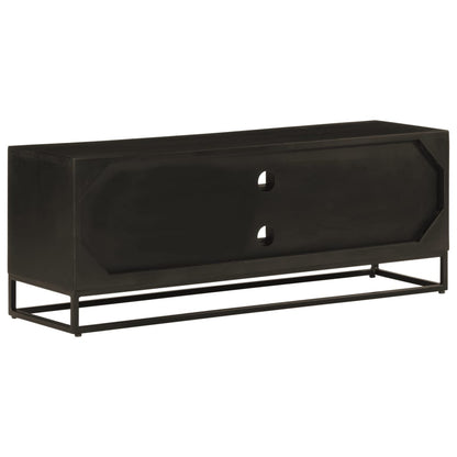 TV-skab Sort 110x30x40 cm Massivt mangotræ og jern