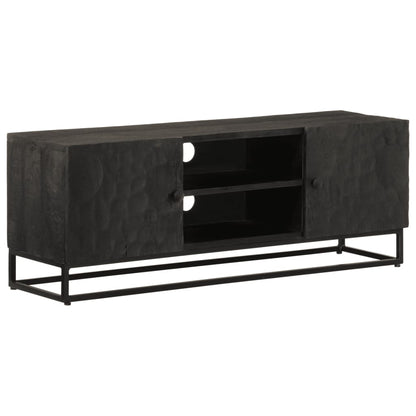 TV-skab Sort 110x30x40 cm Massivt mangotræ og jern