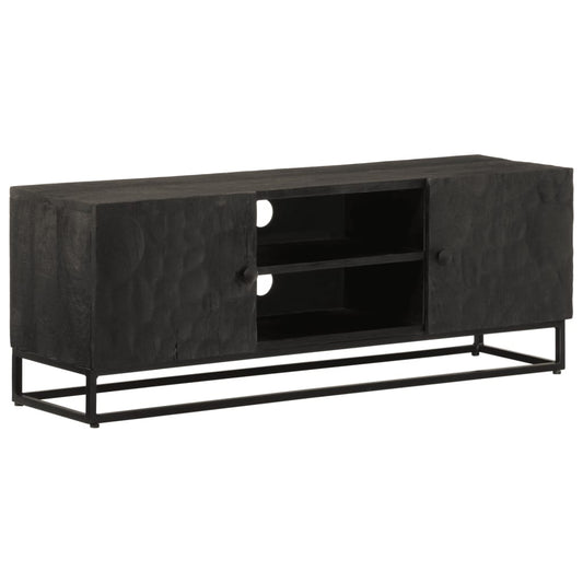 TV-skab Sort 110x30x40 cm Massivt mangotræ og jern