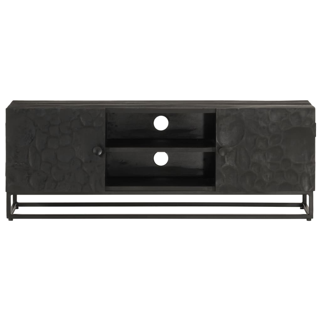 TV-skab Sort 110x30x40 cm Massivt mangotræ og jern