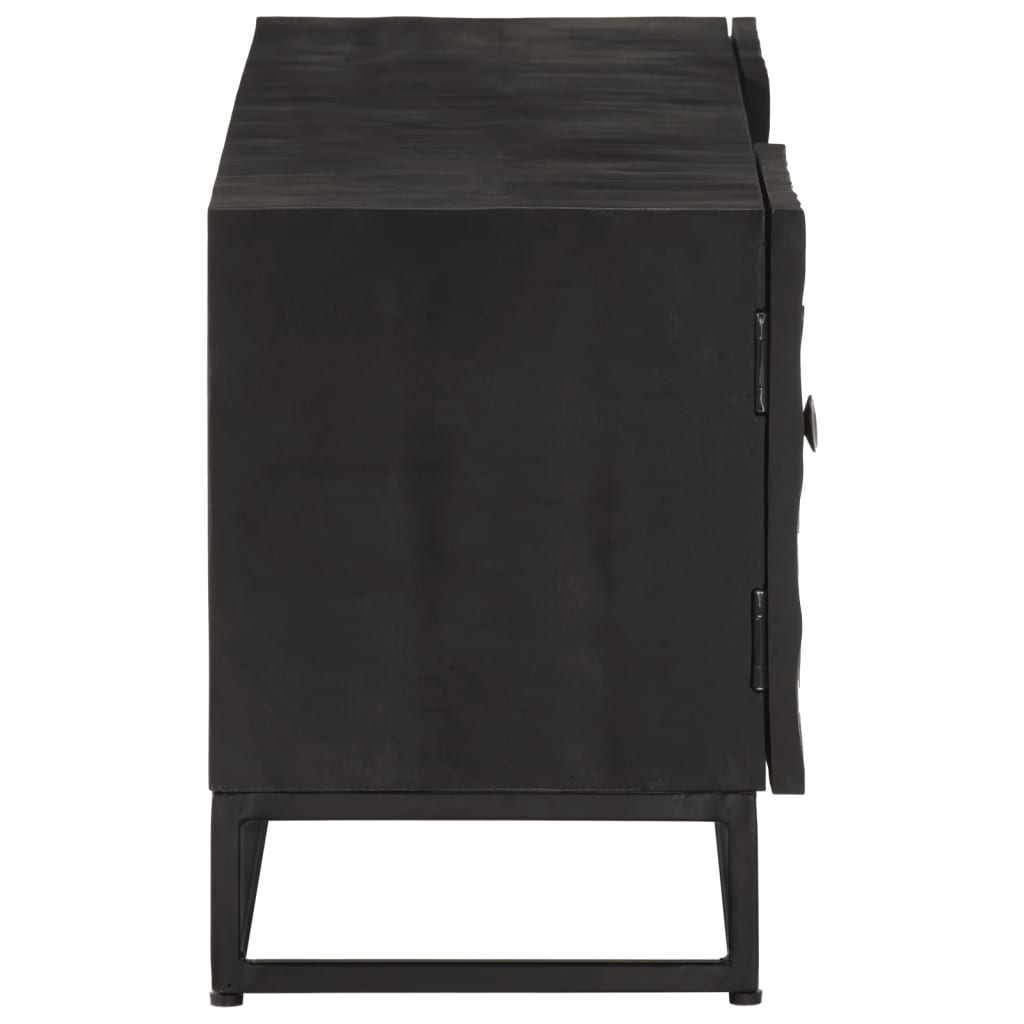 TV-skab Sort 110x30x40 cm Massivt mangotræ og jern