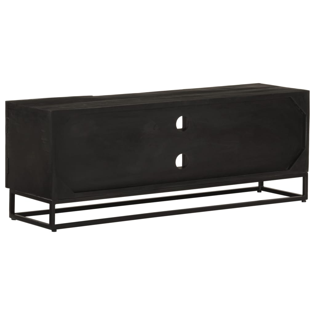 TV-skab Sort 110x30x40 cm Massivt mangotræ og jern