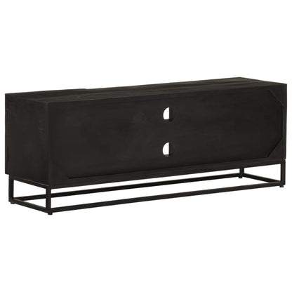 TV-skab Sort 110x30x40 cm Massivt mangotræ og jern