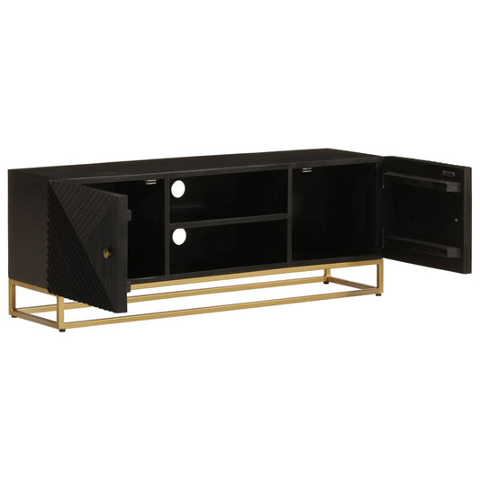 TV-skab Sort 110x30x40 cm Massivt mangotræ og jern