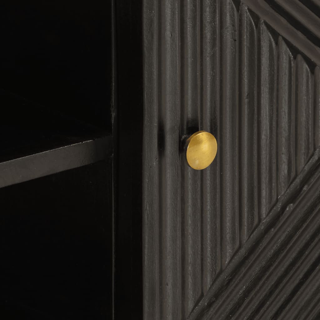 TV-skab Sort 110x30x40 cm Massivt mangotræ og jern
