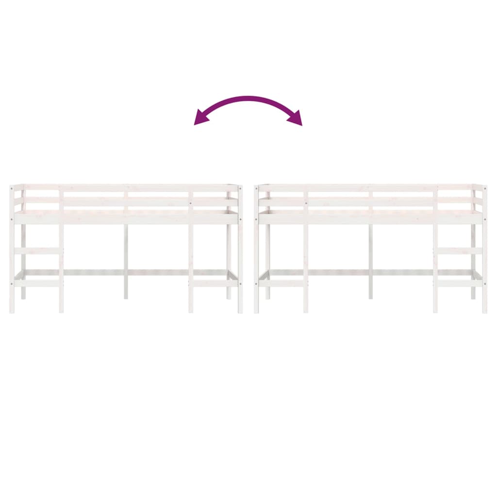 Kinderhochbett mit Leiter Weiß 80x200 cm Massivholz Kiefer