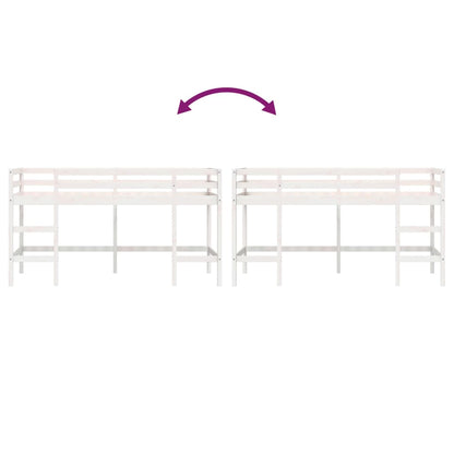 Kinderhochbett mit Leiter Weiß 80x200 cm Massivholz Kiefer