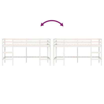 Kinderhochbett mit Leiter Weiß 90x190 cm Massivholz Kiefer