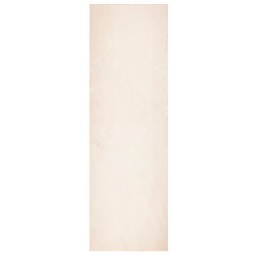 Teppich HUARTE Kurzflor Weich und Waschbar Beige 80x250 cm