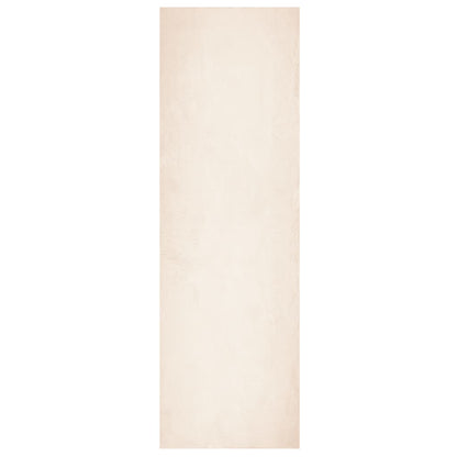 Teppich HUARTE Kurzflor Weich und Waschbar Beige 80x250 cm