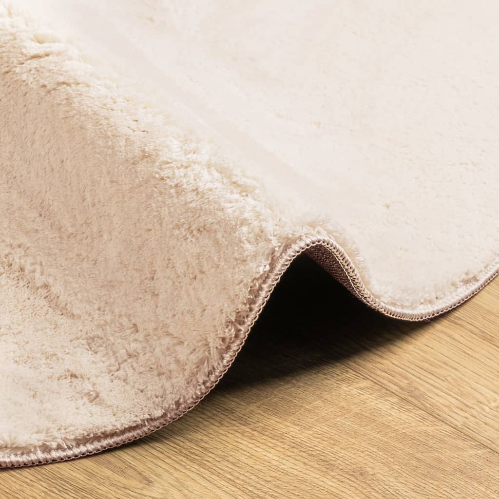 Teppich HUARTE Kurzflor Weich und Waschbar Beige Ø 160 cm