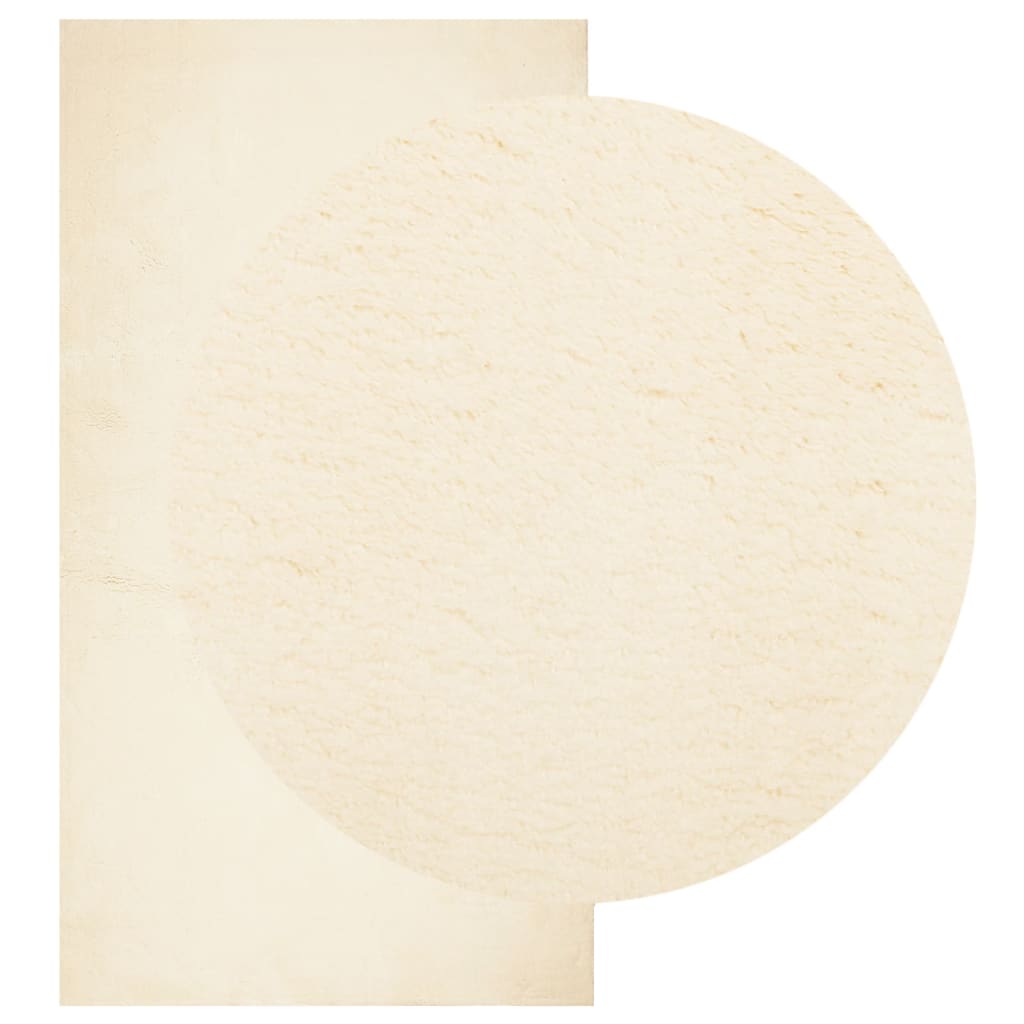 Teppich HUARTE Kurzflor Weich und Waschbar Creme 60x110 cm