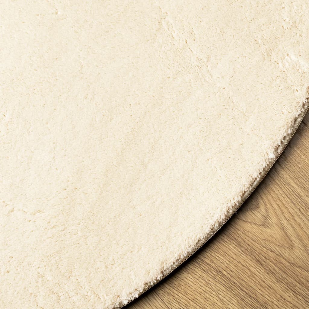 Teppich HUARTE Kurzflor Weich und Waschbar Creme Ø 120 cm