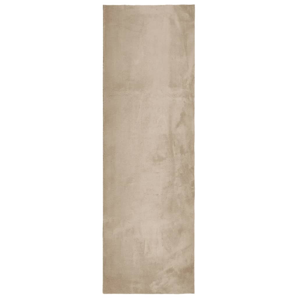 Teppich HUARTE Kurzflor Weich und Waschbar Sandfarben 80x250 cm