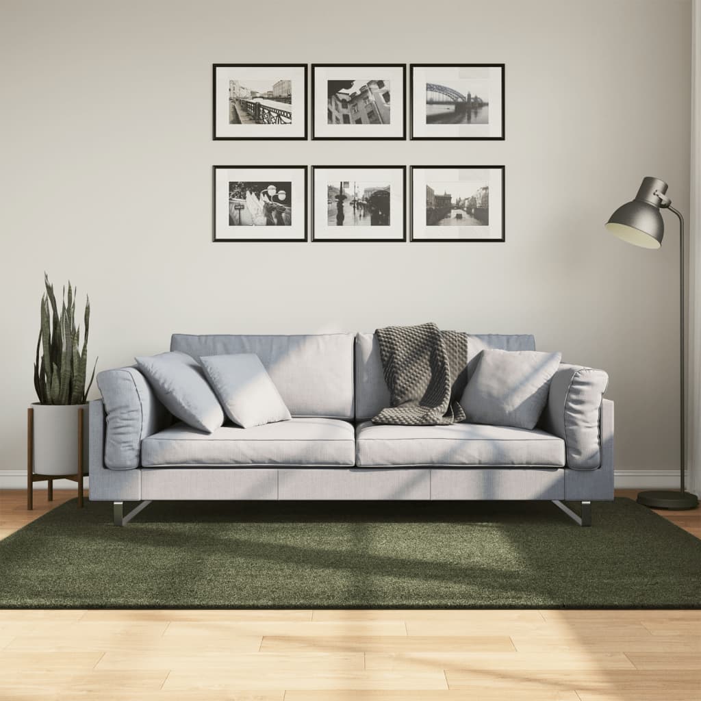 Teppich HUARTE Kurzflor Weich und Waschbar Waldgrün 140x200 cm