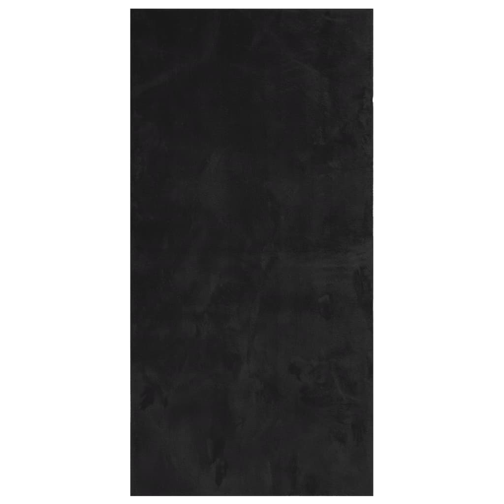 Teppich HUARTE Kurzflor Weich und Waschbar Schwarz 100x200 cm