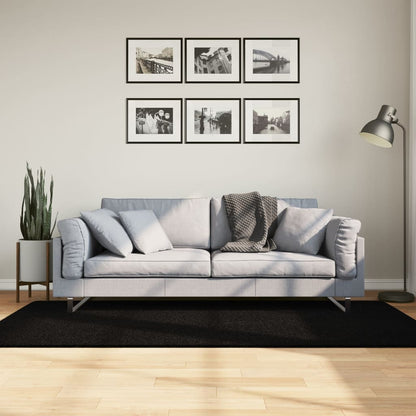 Teppich HUARTE Kurzflor Weich und Waschbar Schwarz 100x200 cm
