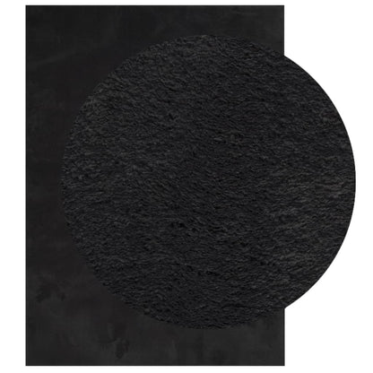 Teppich HUARTE Kurzflor Weich und Waschbar Schwarz 140x200 cm