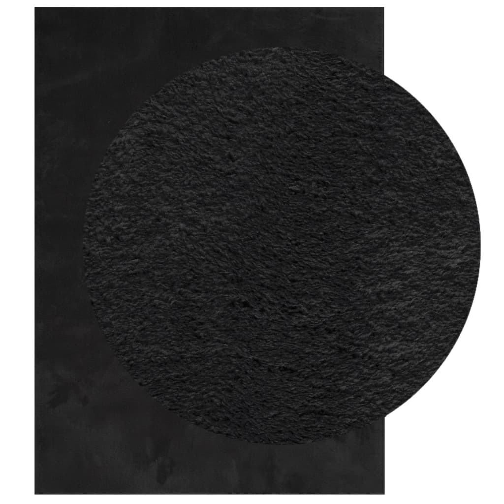 Teppich HUARTE Kurzflor Weich und Waschbar Schwarz 160x230 cm