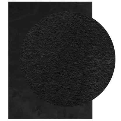 Teppich HUARTE Kurzflor Weich und Waschbar Schwarz 160x230 cm