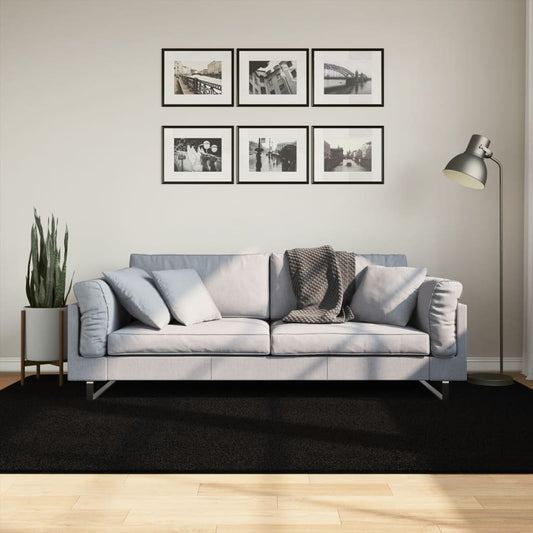 Teppich HUARTE Kurzflor Weich und Waschbar Schwarz 160x230 cm
