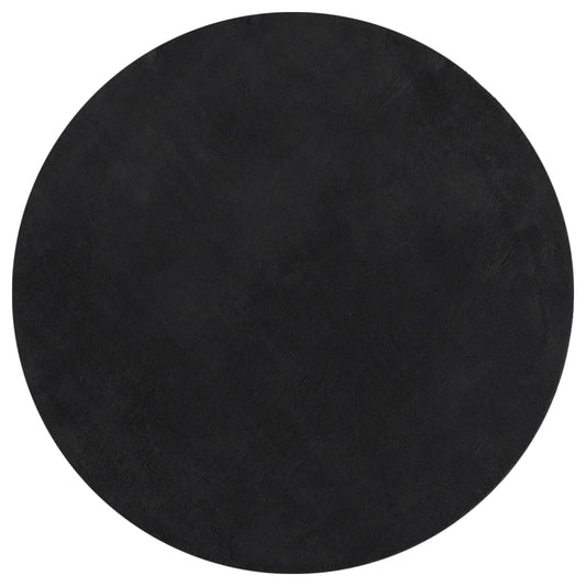 Teppich HUARTE Kurzflor Weich und Waschbar Schwarz Ø 120 cm