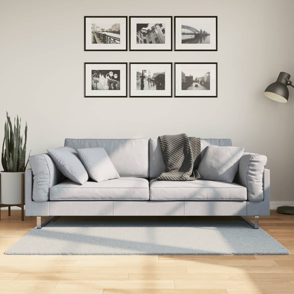 Teppich HUARTE Kurzflor Weich und Waschbar Blau 80x150 cm