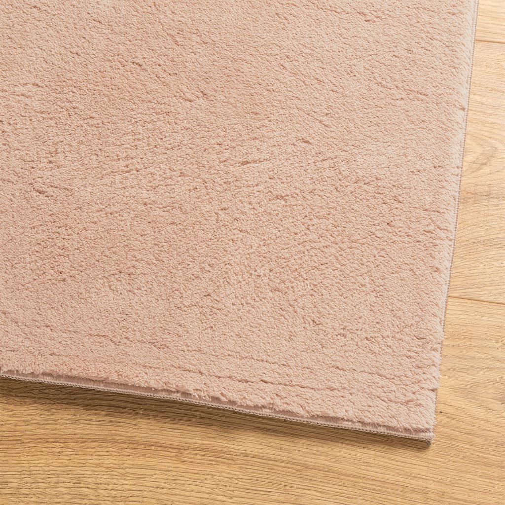 Teppich HUARTE Kurzflor Weich und Waschbar Blassrosa 140x200 cm