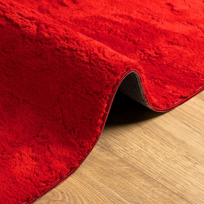 Teppich HUARTE Kurzflor Weich und Waschbar Rot 160x160 cm
