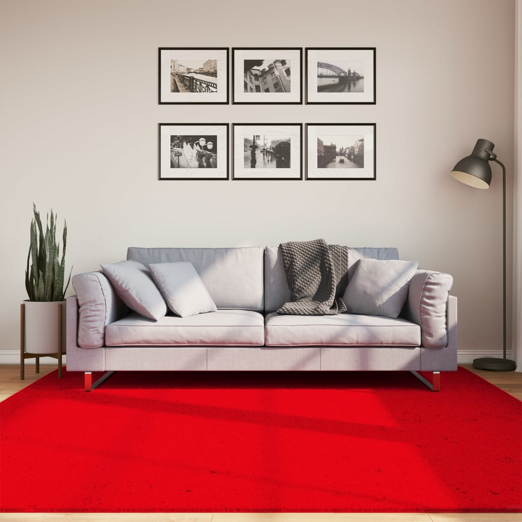Teppich HUARTE Kurzflor Weich und Waschbar Rot 200x200 cm
