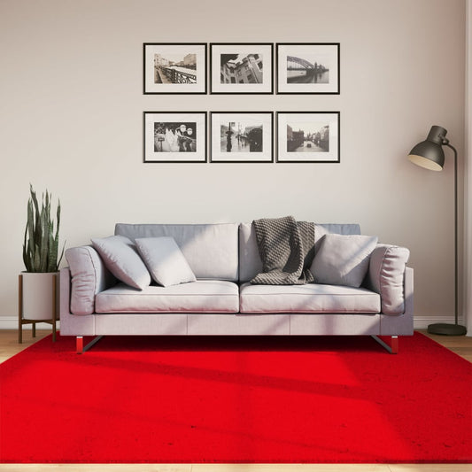 Teppich HUARTE Kurzflor Weich und Waschbar Rot 200x200 cm