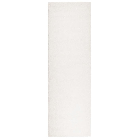 Teppich Shaggy Hochflor Modern Creme 80x250 cm