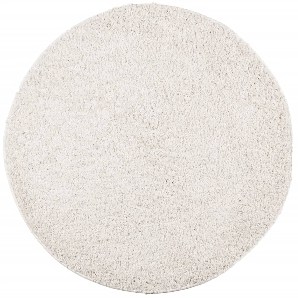 Tæppe Shaggy Deep Pile Modern Creme Ø 80 cm