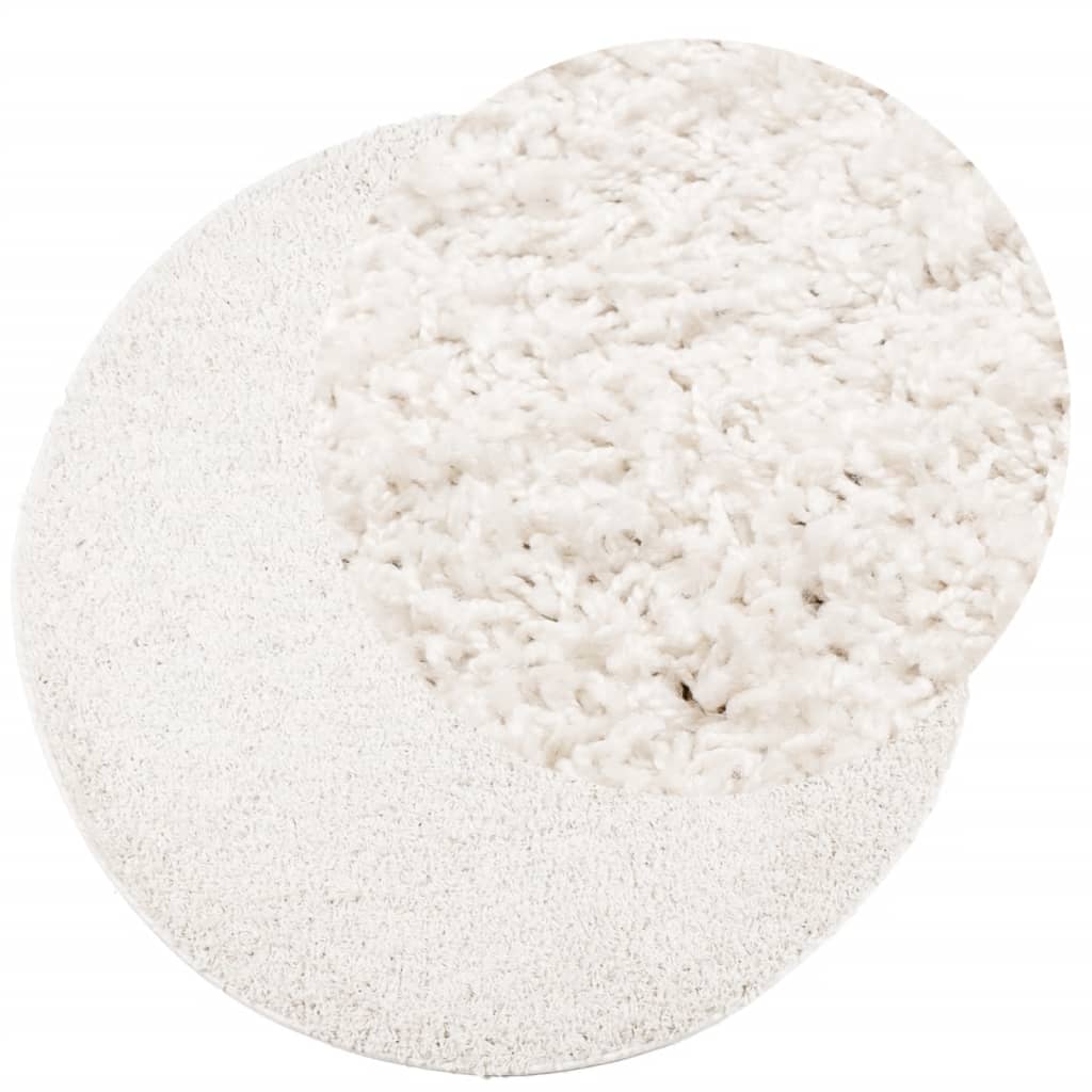 Tæppe Shaggy Deep Pile Modern Creme Ø 80 cm