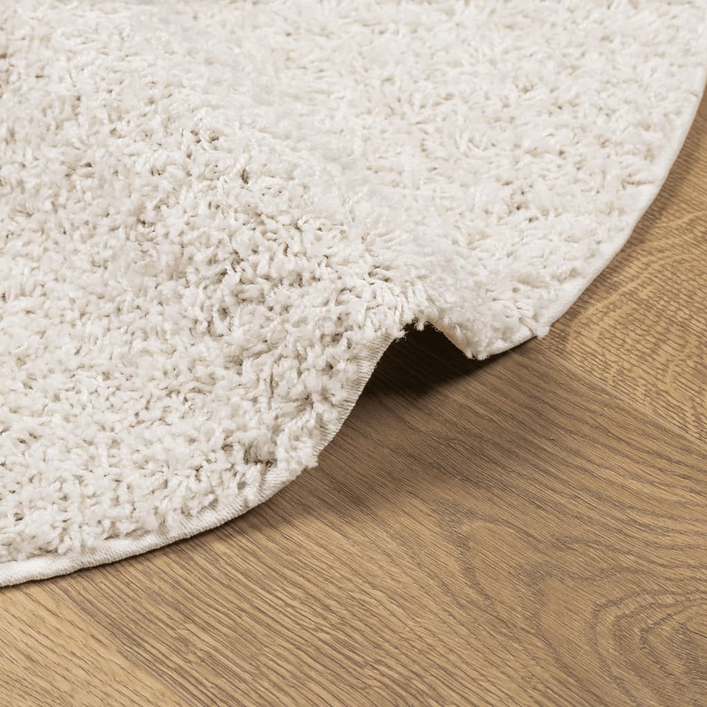 Tæppe Shaggy Deep Pile Modern Creme Ø 80 cm
