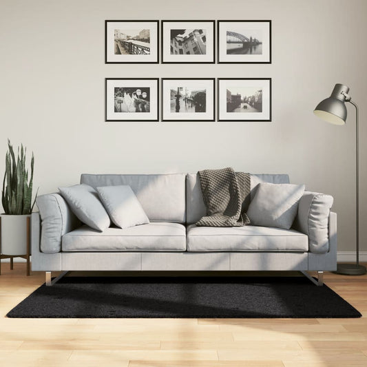 Shaggy-Teppich PAMPLONA Hochflor Modern Schwarz 80x150 cm