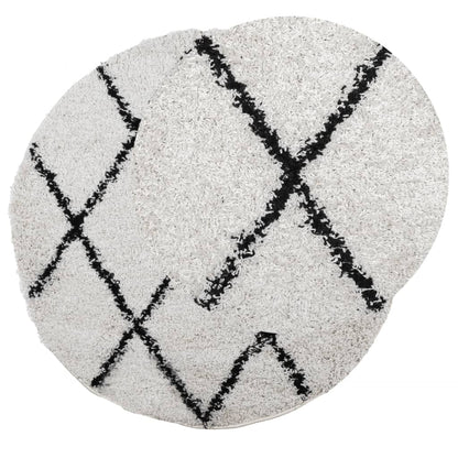 Shaggy-Teppich PAMPLONA Hochflor Modern Creme Schwarz Ø 200 cm