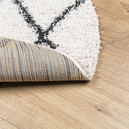 Shaggy-Teppich PAMPLONA Hochflor Modern Creme Schwarz Ø 200 cm