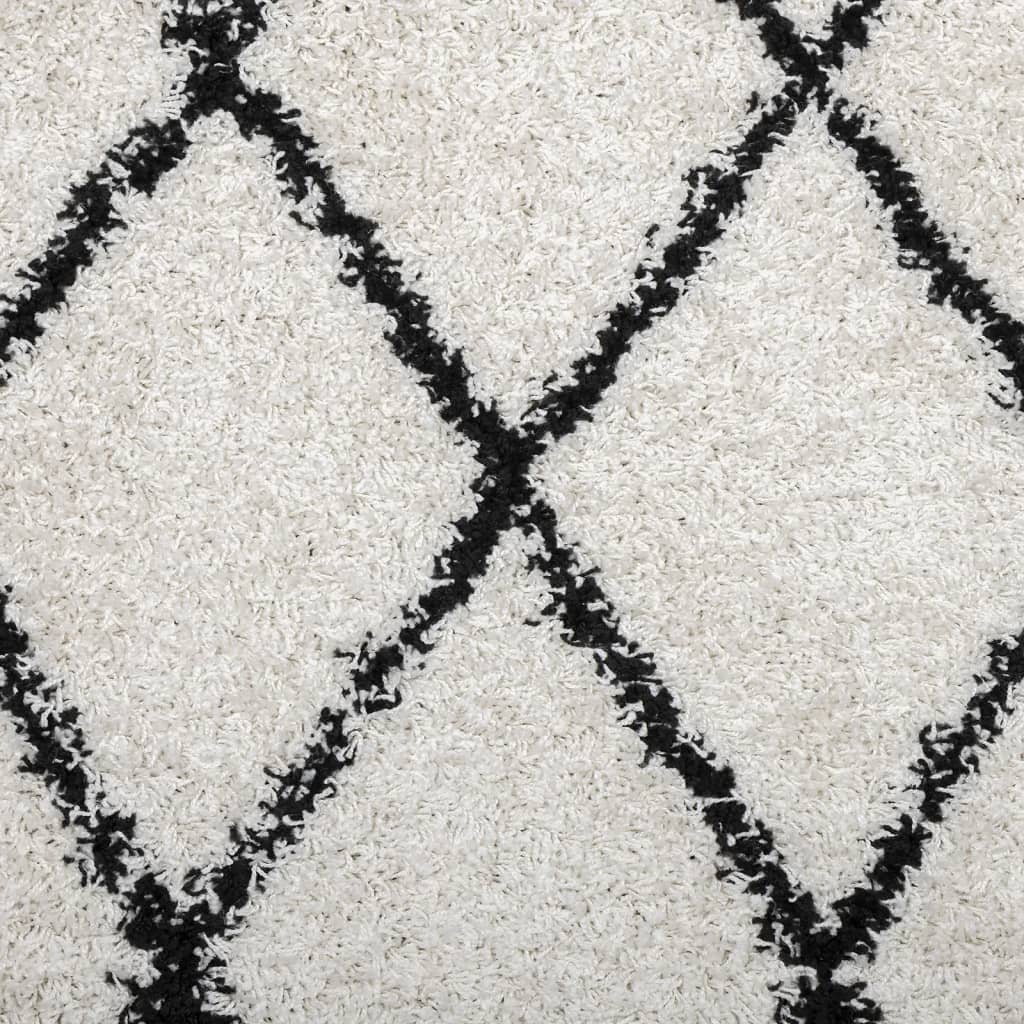 Shaggy-Teppich PAMPLONA Hochflor Modern Creme Schwarz Ø 200 cm